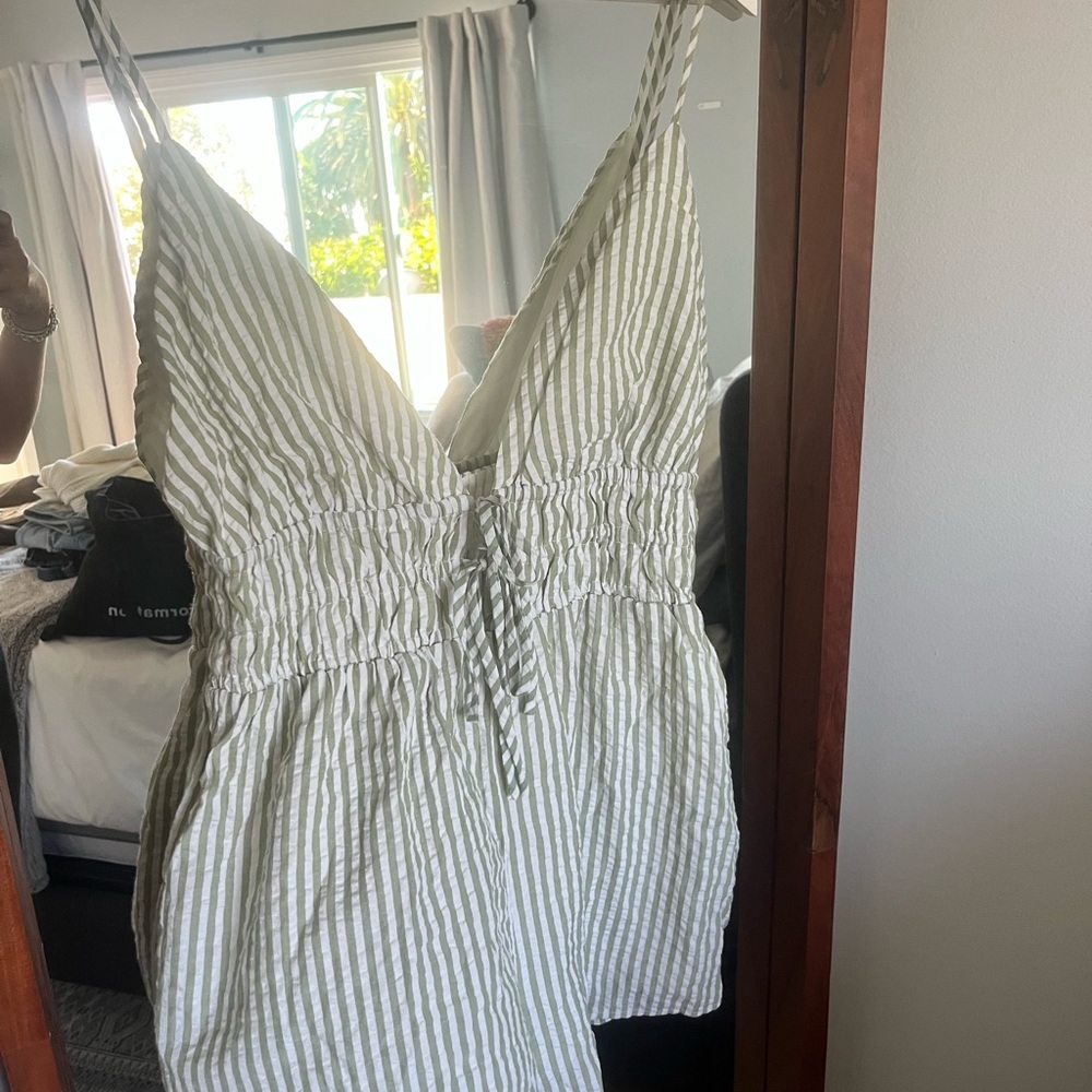 ILLA ILLA Striped Jumpsuit in White and Gray